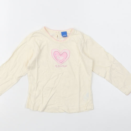Adams Kids Baby Yellow  Cotton Pullover T-Shirt Size 12-18 Months Crew Neck Pullover - Heart
