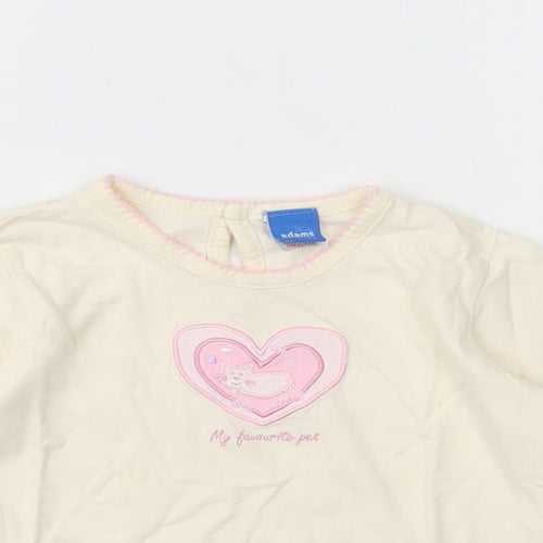 Adams Kids Baby Yellow  Cotton Pullover T-Shirt Size 12-18 Months Crew Neck Pullover - Heart