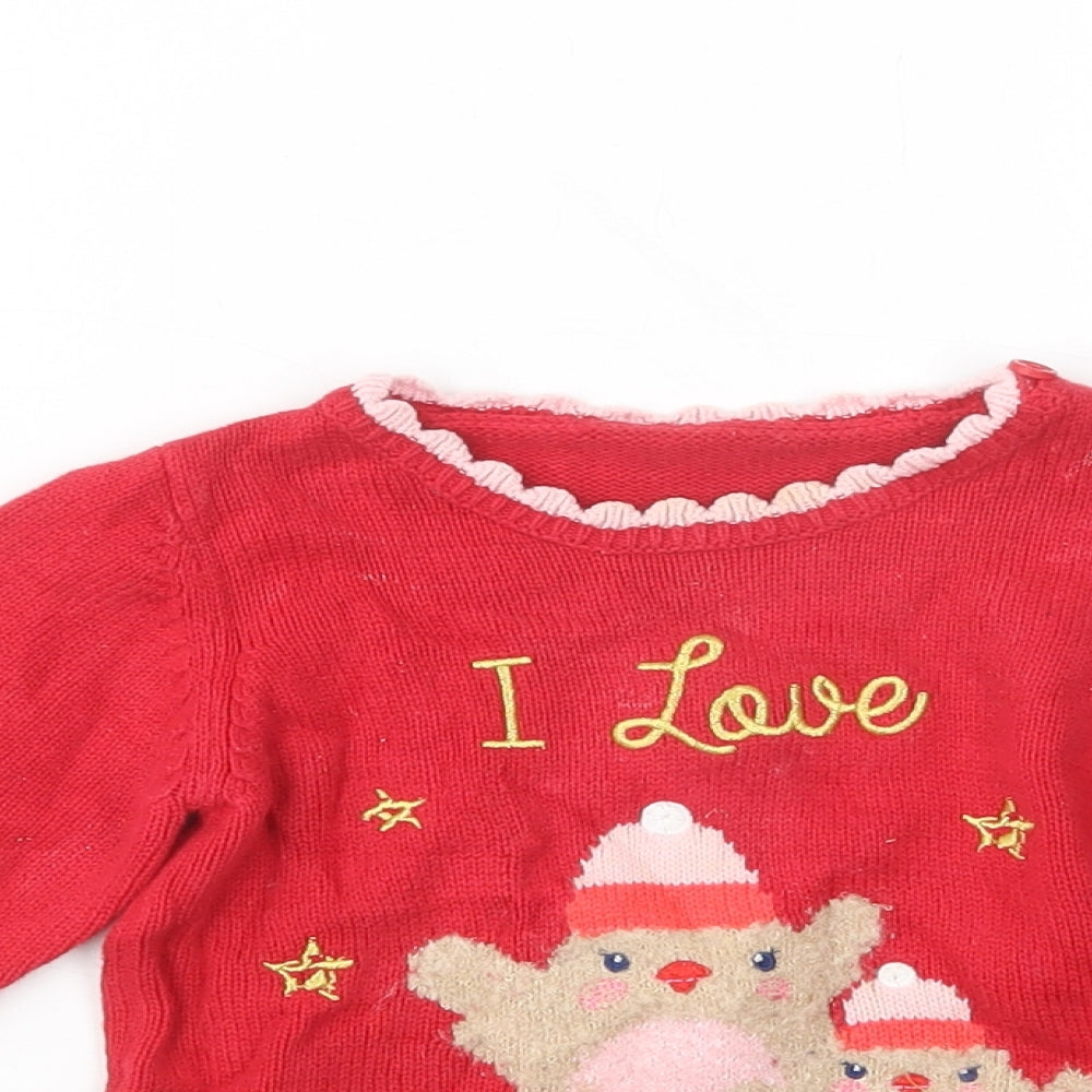 George Baby Red  Cotton Pullover Jumper Size 12-18 Months  Pullover - Christmas Jumper