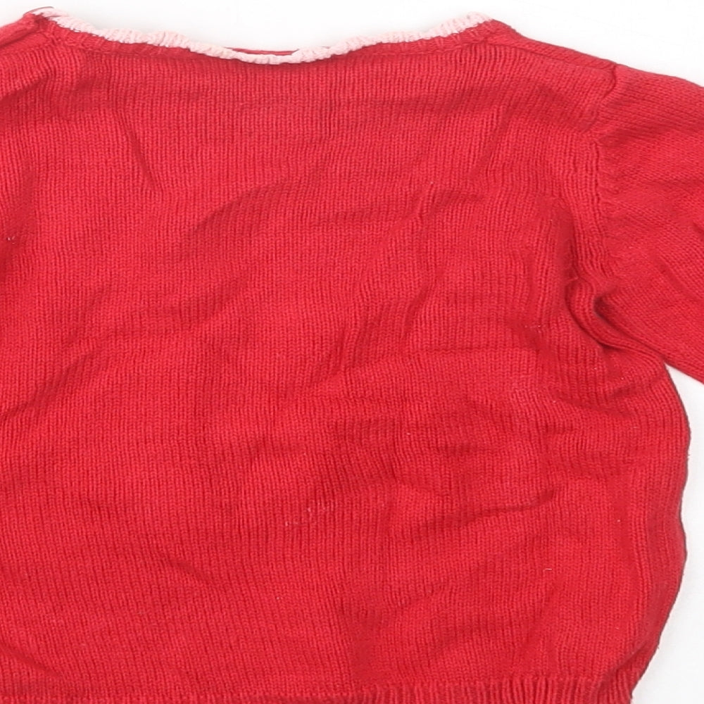 George Baby Red  Cotton Pullover Jumper Size 12-18 Months  Pullover - Christmas Jumper