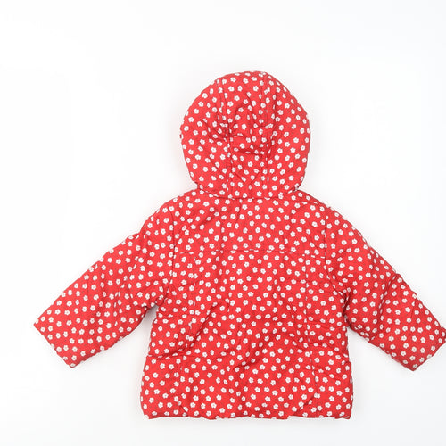 Mothercare Baby Red Floral  Puffer Jacket Jacket Size 12-18 Months   Zip