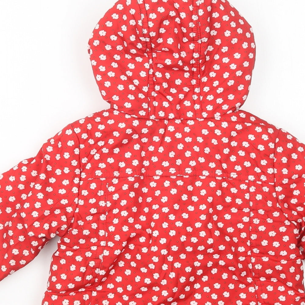 Mothercare Baby Red Floral  Puffer Jacket Jacket Size 12-18 Months   Zip