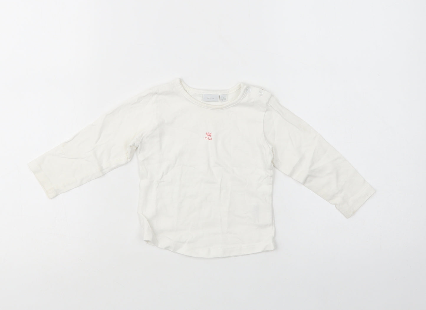 Mexx Baby White  Cotton Basic Polo Size 12-18 Months Crew Neck Snap