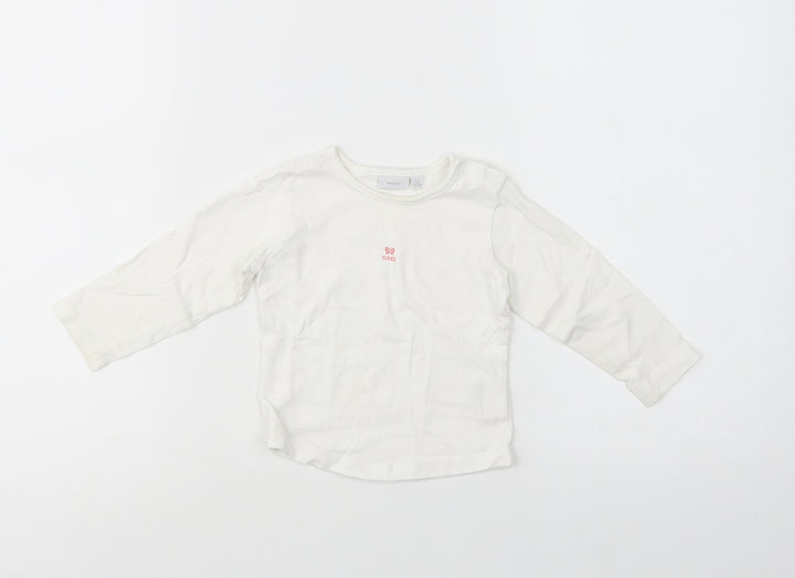 Mexx Baby White  Cotton Basic Polo Size 12-18 Months Crew Neck Snap