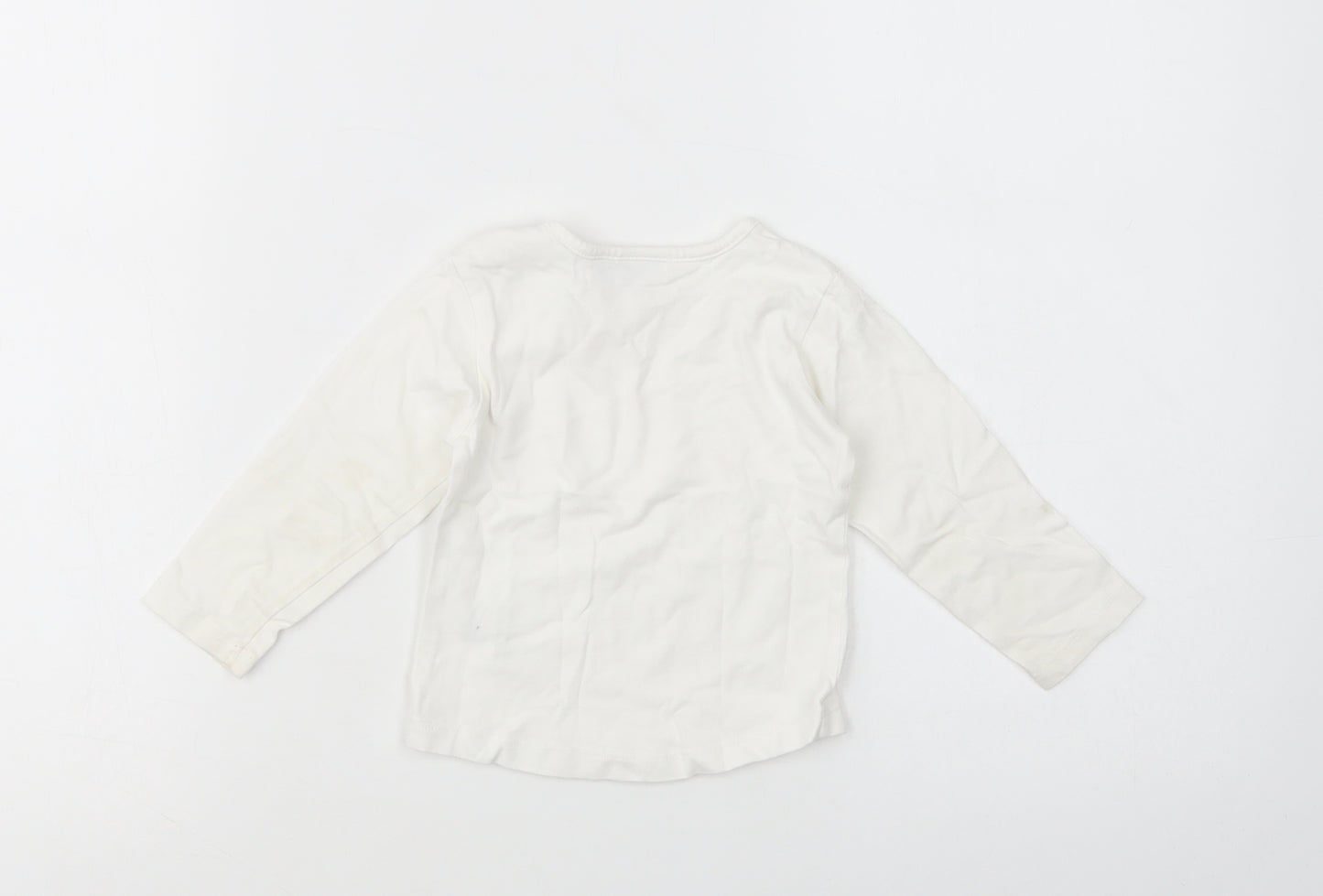 Mexx Baby White  Cotton Basic Polo Size 12-18 Months Crew Neck Snap