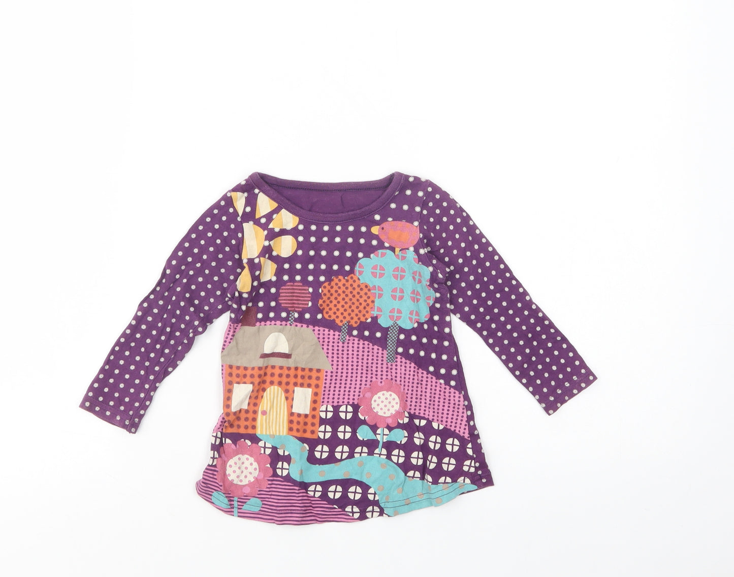 Marks and Spencer Baby Purple Floral Cotton Pullover T-Shirt Size 12-18 Months Crew Neck Pullover