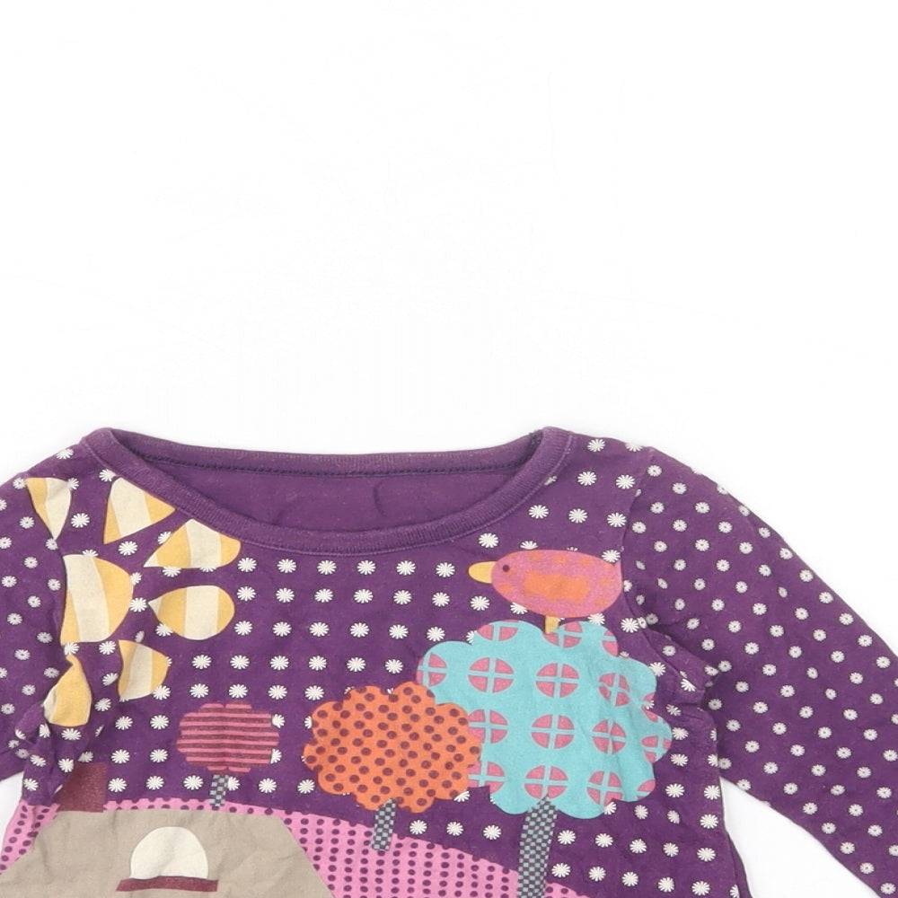 Marks and Spencer Baby Purple Floral Cotton Pullover T-Shirt Size 12-18 Months Crew Neck Pullover