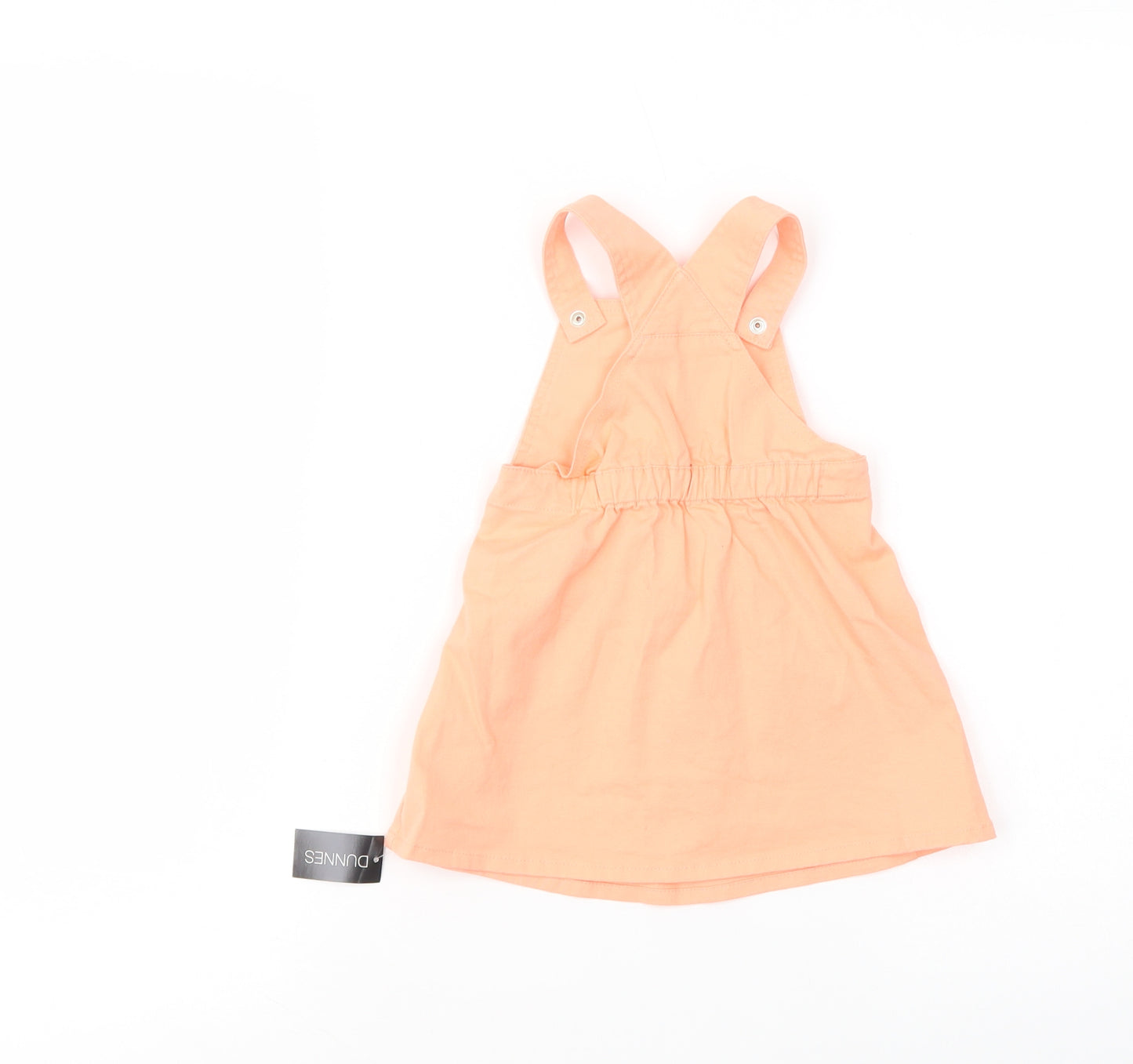 Dunnes Stores Baby Orange  Cotton Pinafore/Dungaree Dress  Size 9-12 Months  Square Neck Snap