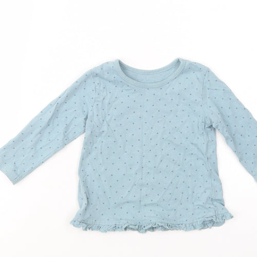 George Baby Blue Polka Dot Cotton Basic T-Shirt Size 9-12 Months Crew Neck Pullover