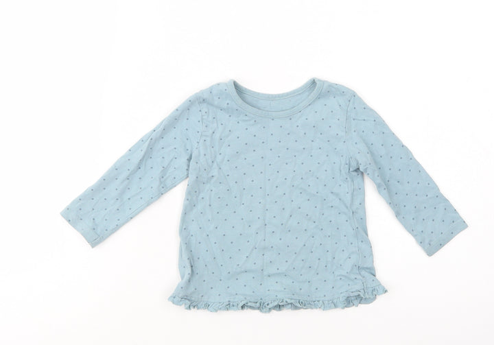 George Baby Blue Polka Dot Cotton Basic T-Shirt Size 9-12 Months Crew Neck Pullover