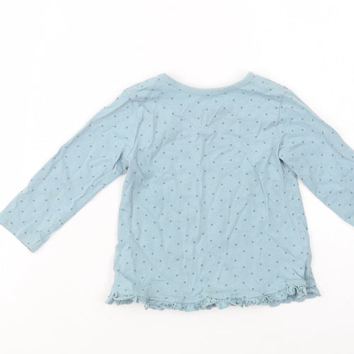 George Baby Blue Polka Dot Cotton Basic T-Shirt Size 9-12 Months Crew Neck Pullover