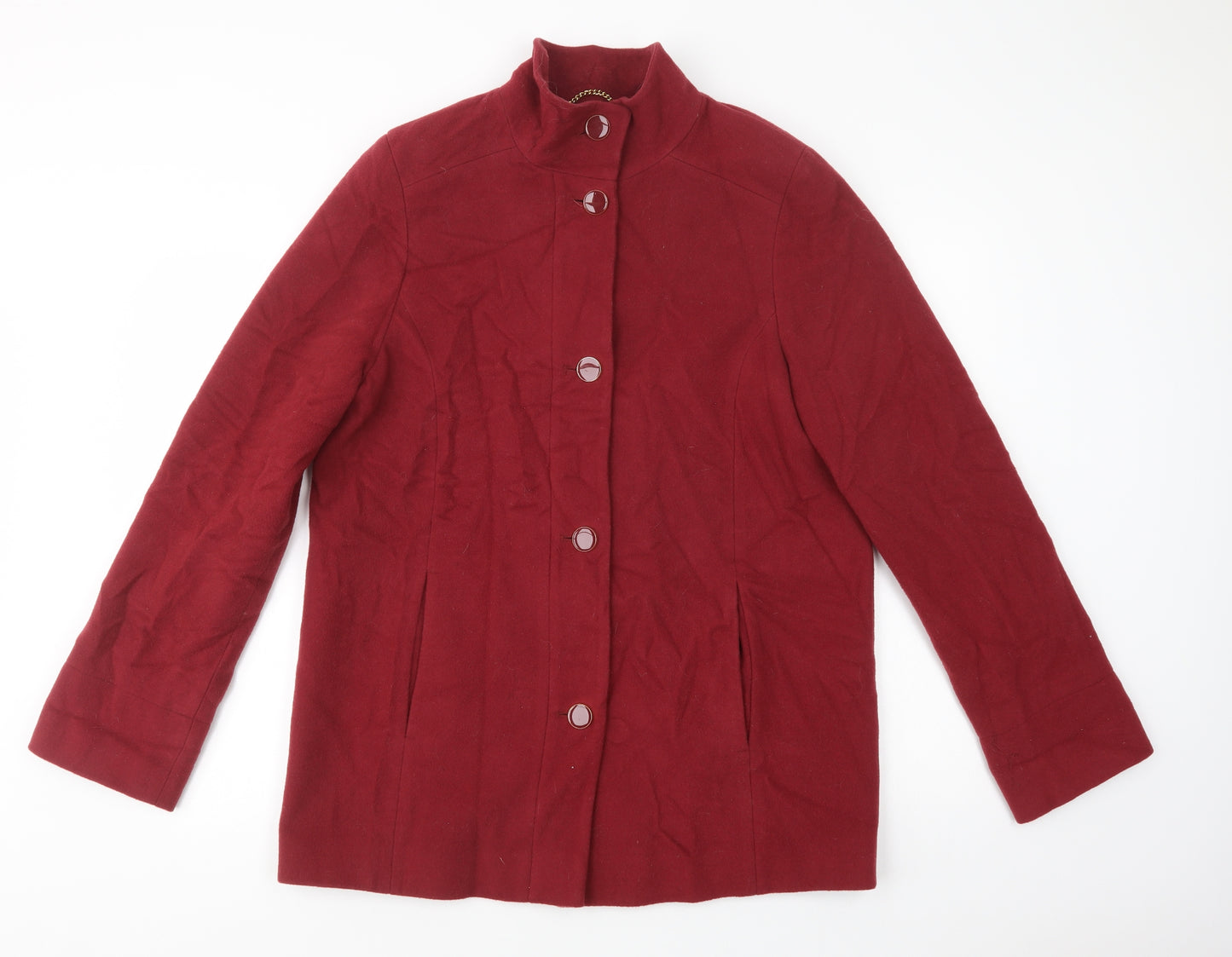 Marks and Spencer Womens Red   Pea Coat Coat Size 14  Button