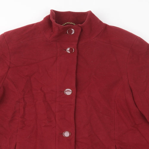 Marks and Spencer Womens Red   Pea Coat Coat Size 14  Button