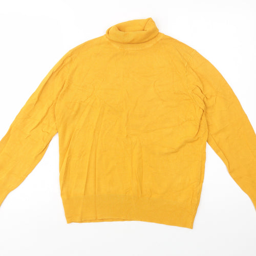 Dunnes Stores Womens Yellow Roll Neck  Viscose Pullover Jumper Size L