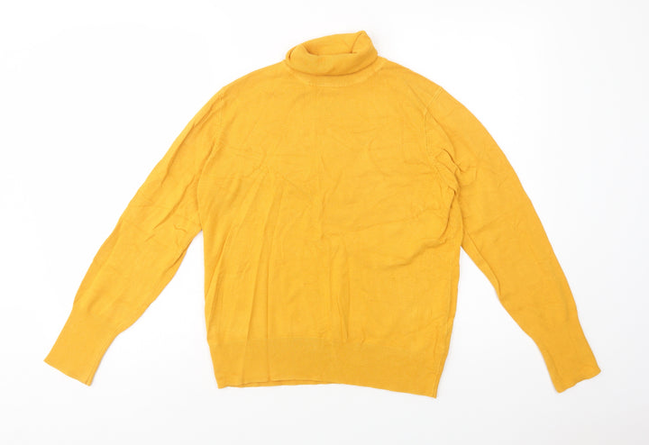Dunnes Stores Womens Yellow Roll Neck Viscose Pullover Jumper Size L