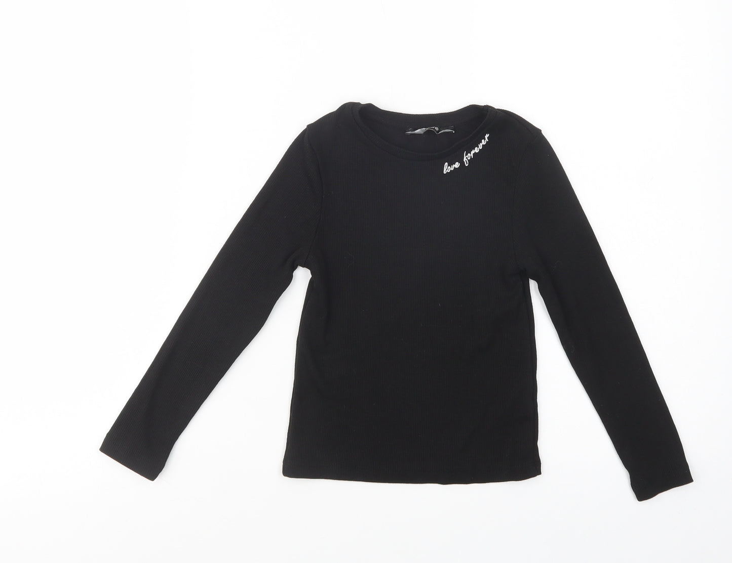 George Girls Black  Polyester Basic T-Shirt Size 5-6 Years Crew Neck Pullover - Love Forever