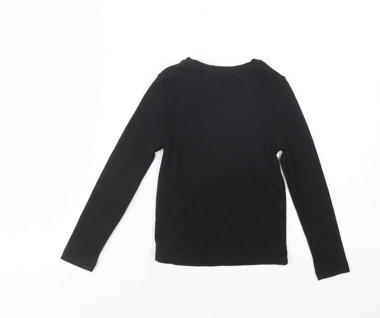 George Girls Black  Polyester Basic T-Shirt Size 5-6 Years Crew Neck Pullover - Love Forever