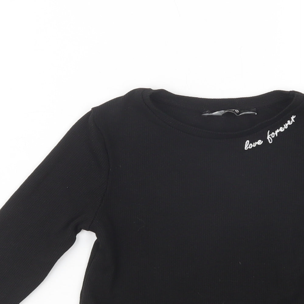 George Girls Black  Polyester Basic T-Shirt Size 5-6 Years Crew Neck Pullover - Love Forever