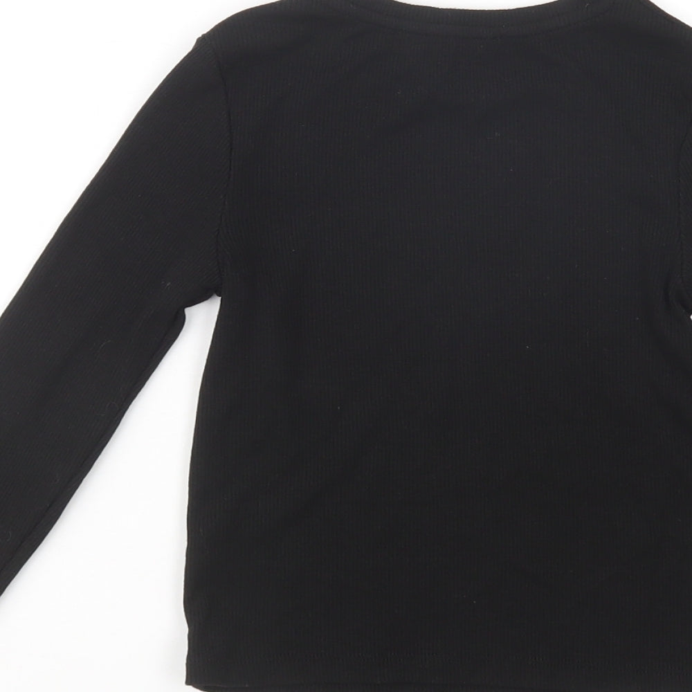 George Girls Black  Polyester Basic T-Shirt Size 5-6 Years Crew Neck Pullover - Love Forever
