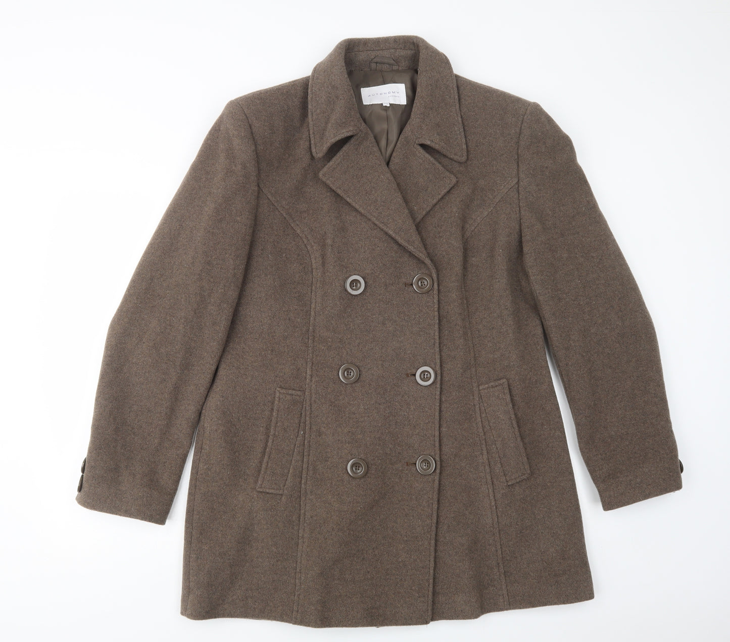 Autonomy Womens Brown   Pea Coat Coat Size 16  Button