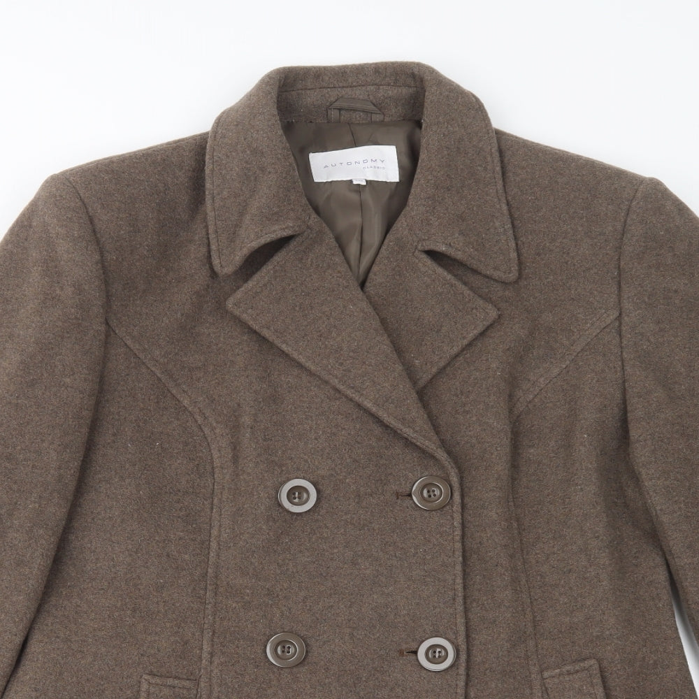 Autonomy Womens Brown   Pea Coat Coat Size 16  Button