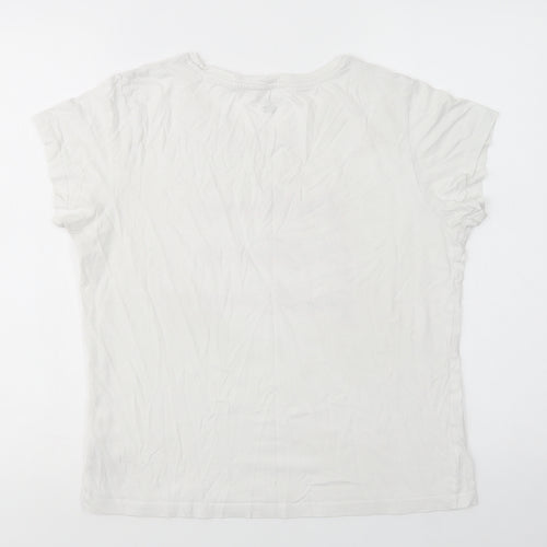 F&F Womens White  Cotton Top Pyjama Top Size S   - Good Morning