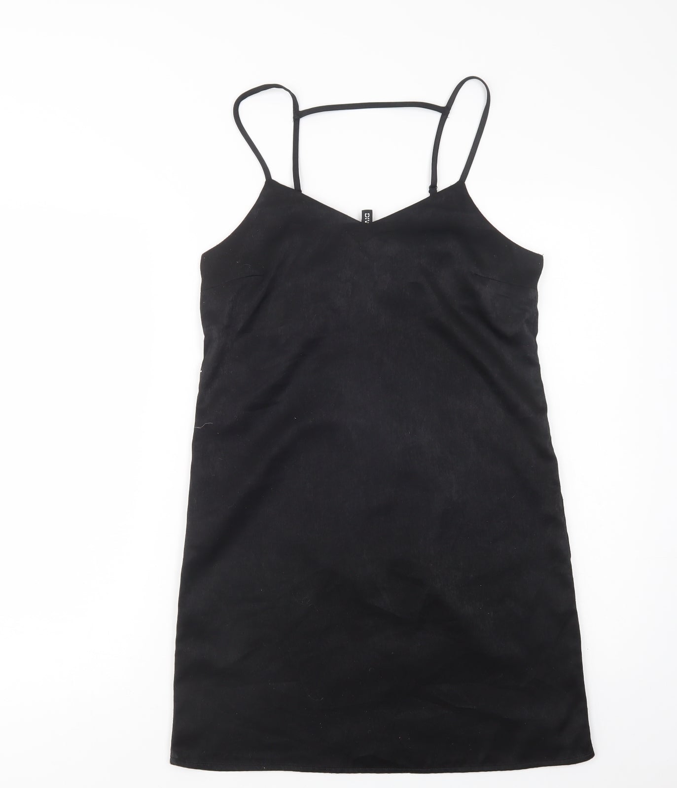 H&M Womens Black  Polyester Slip Dress  Size 10  V-Neck Pullover