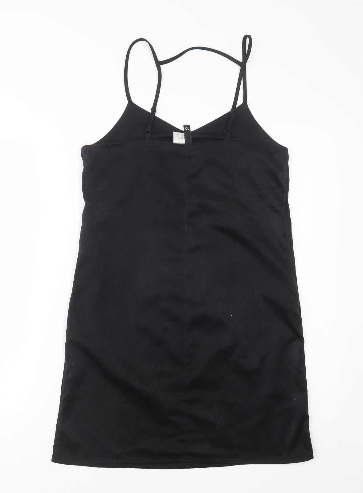 H&M Womens Black  Polyester Slip Dress  Size 10  V-Neck Pullover