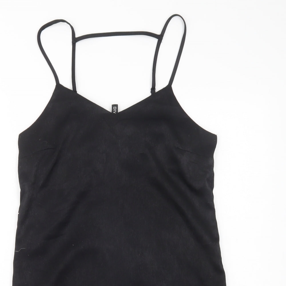 H&M Womens Black  Polyester Slip Dress  Size 10  V-Neck Pullover