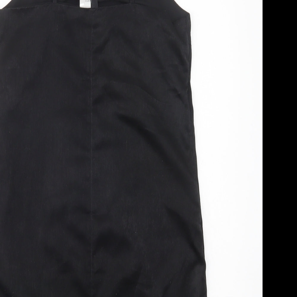 H&M Womens Black  Polyester Slip Dress  Size 10  V-Neck Pullover