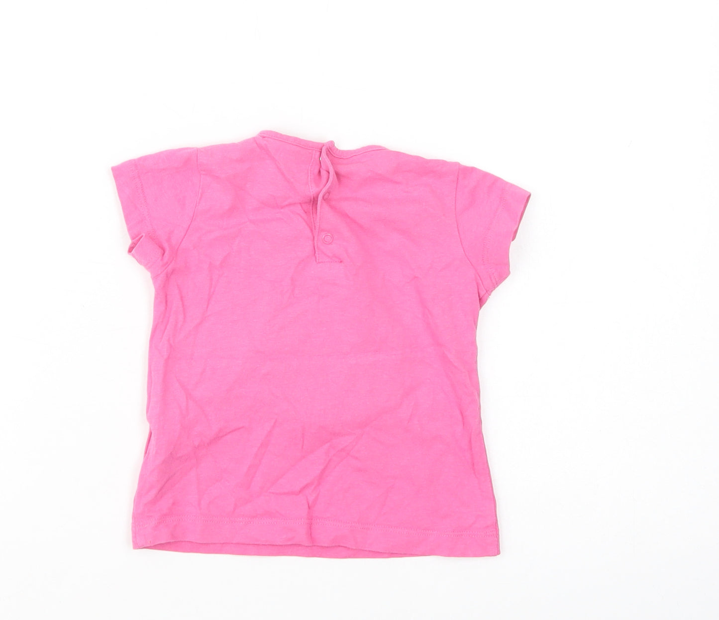 Losan Baby Pink  Cotton Basic T-Shirt Size 9-12 Months Crew Neck Snap - Jungle Princess