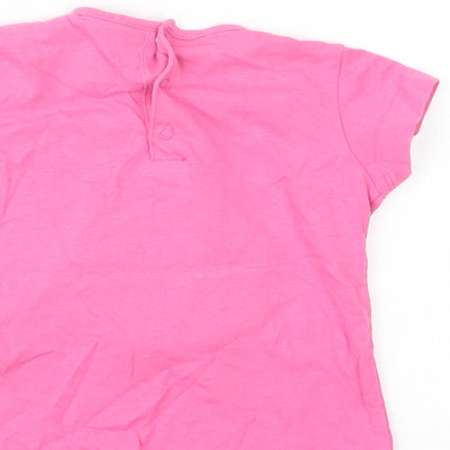 Losan Baby Pink  Cotton Basic T-Shirt Size 9-12 Months Crew Neck Snap - Jungle Princess