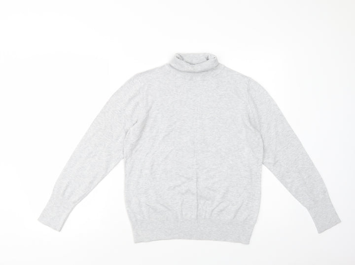 Dunnes Stores Womens Grey Roll Neck  Viscose Pullover Jumper Size L