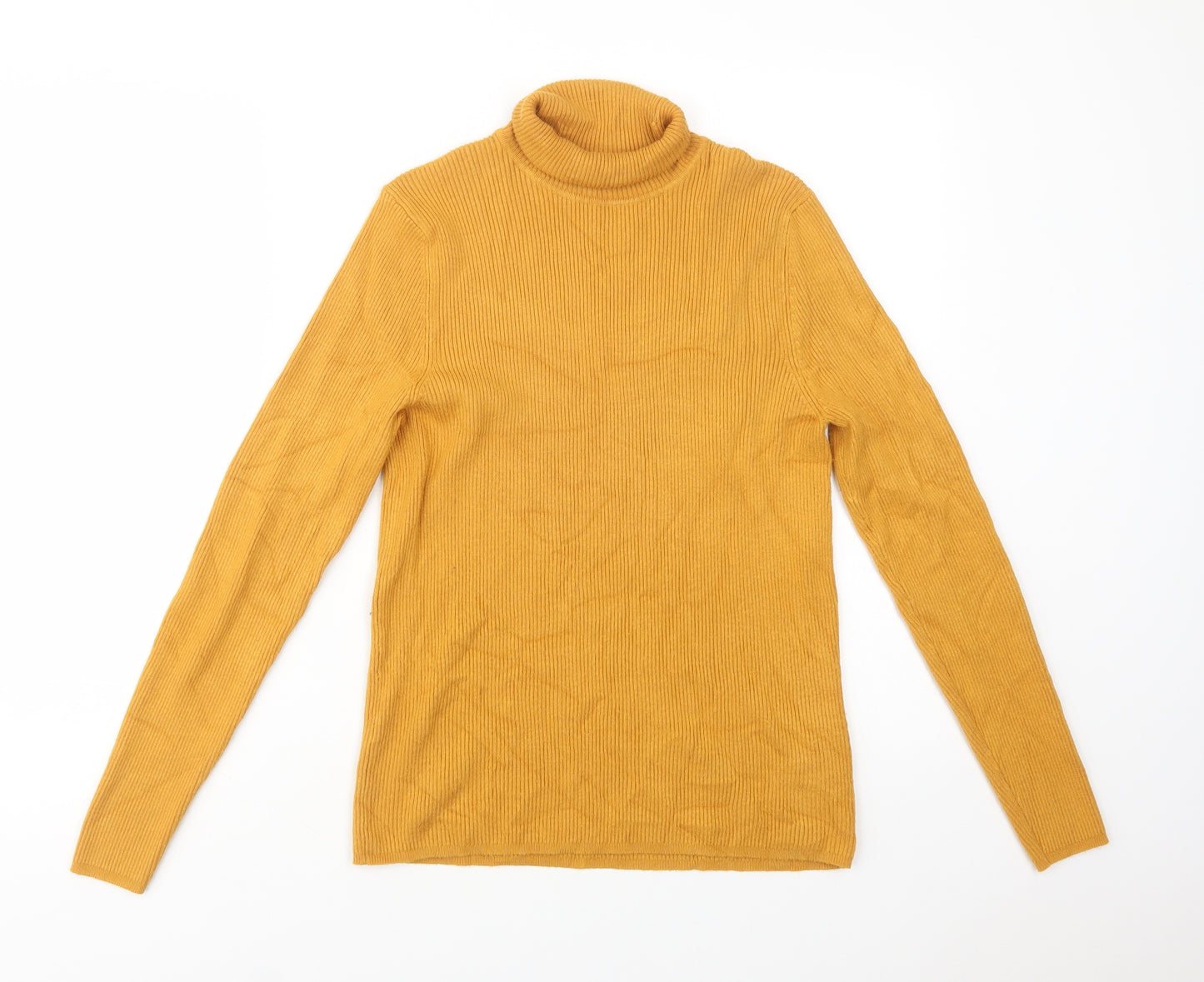 Marks and Spencer Womens Yellow Roll Neck  Viscose Pullover Jumper Size 16