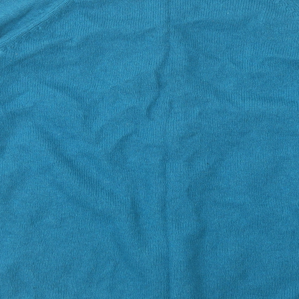 Isle Womens Blue Crew Neck  Nylon Cardigan Jumper Size M