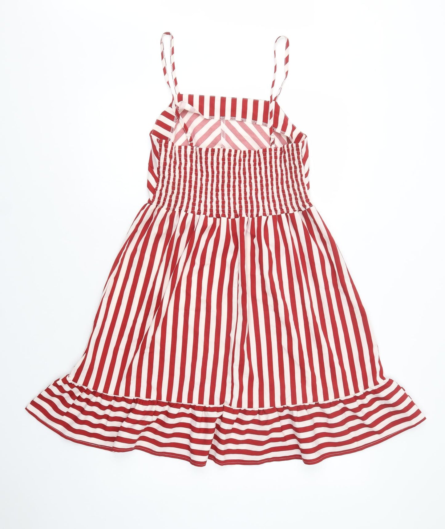 SheIn Womens Red Striped Polyester Fit & Flare  Size 10  Square Neck Pullover