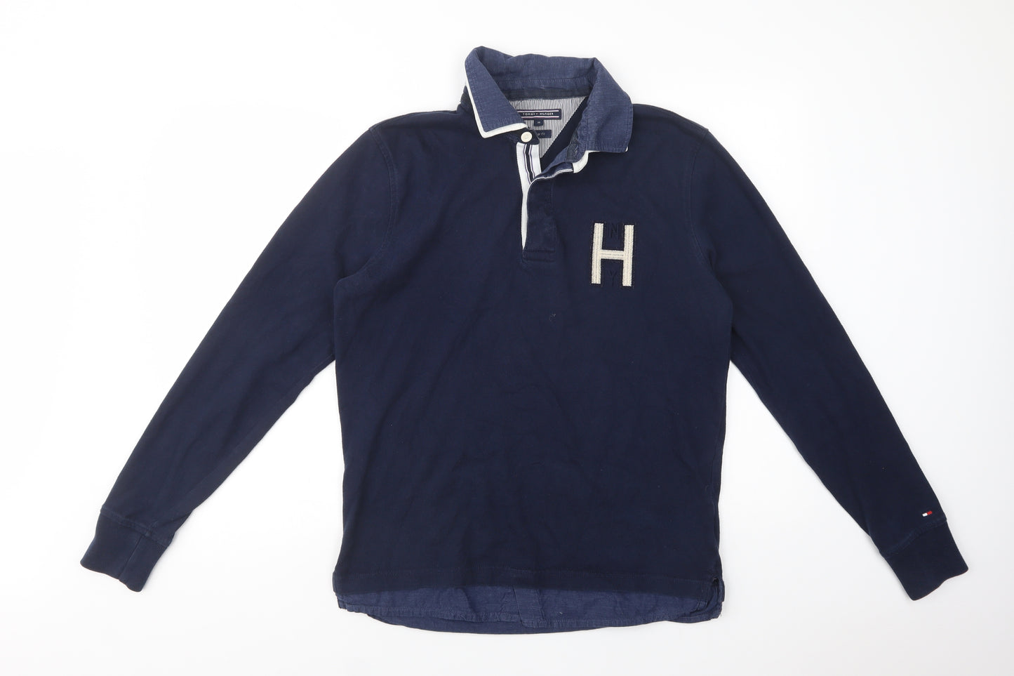 Tommy Hilfiger Mens Blue  Cotton  Polo Size M Collared Button