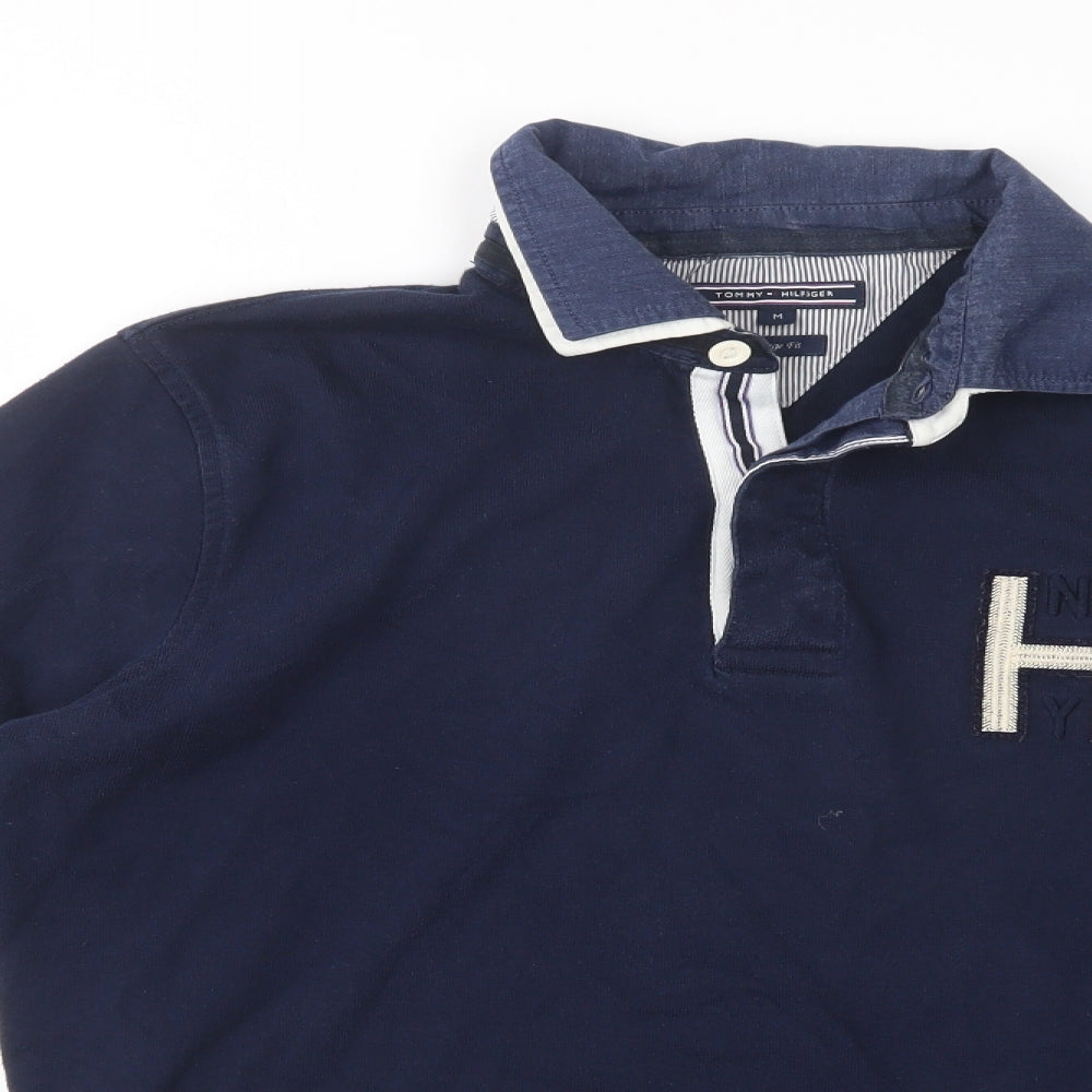 Tommy Hilfiger Mens Blue  Cotton  Polo Size M Collared Button