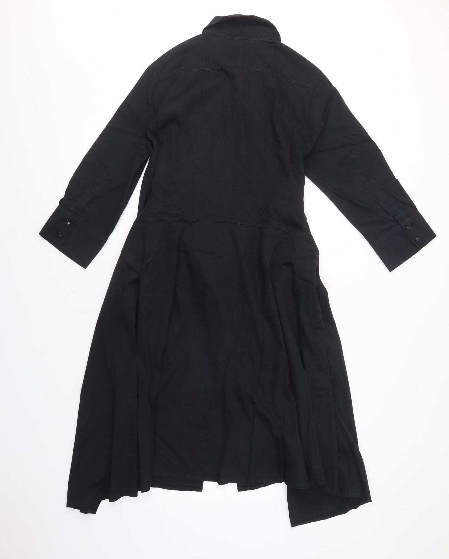 NEXT Womens Black  Cotton Shirt Dress  Size 14  Collared Button