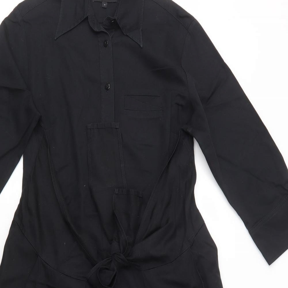 NEXT Womens Black  Cotton Shirt Dress  Size 14  Collared Button