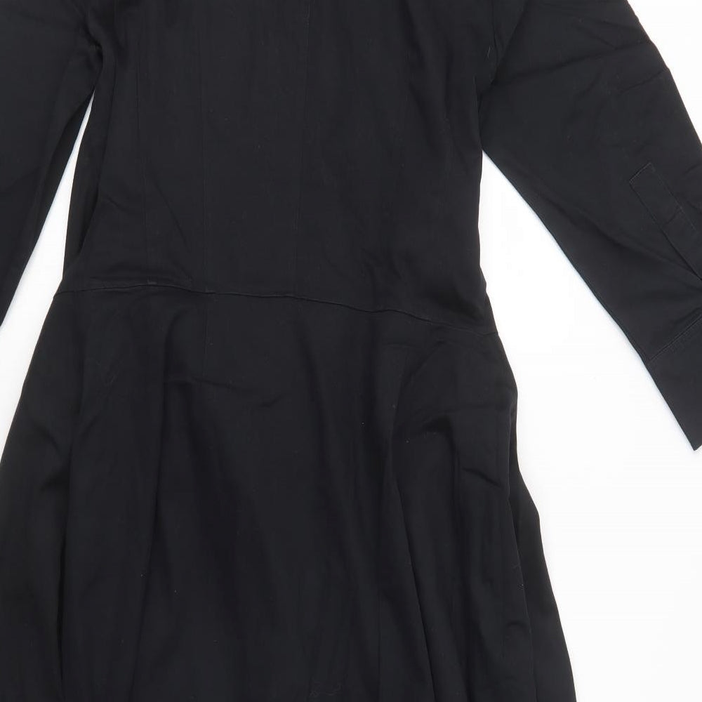 NEXT Womens Black  Cotton Shirt Dress  Size 14  Collared Button