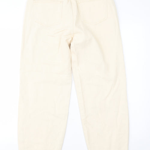 SheIn Womens Ivory  Cotton Mom Jeans Size M L28 in Regular Button