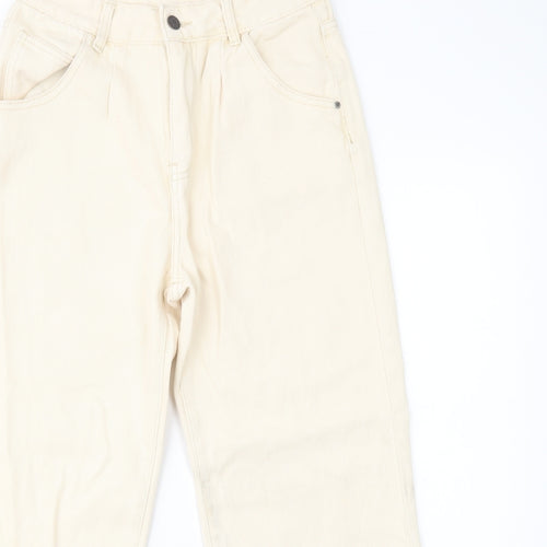 SheIn Womens Ivory  Cotton Mom Jeans Size M L28 in Regular Button