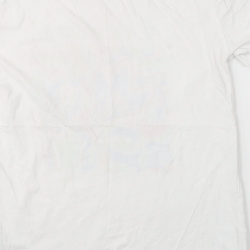 Stradivarius Womens White  Cotton Basic T-Shirt Size S Crew Neck - Creative