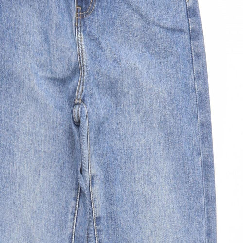 PRETTYLITTLETHING Womens Blue  Cotton Straight Jeans Size 8 L34 in Regular Button