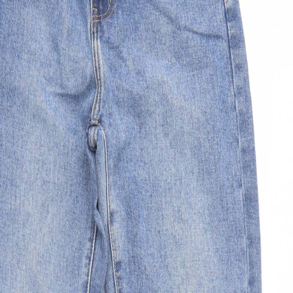 PRETTYLITTLETHING Womens Blue  Cotton Straight Jeans Size 8 L34 in Regular Button