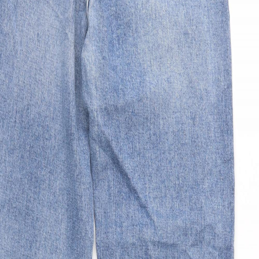 PRETTYLITTLETHING Womens Blue  Cotton Straight Jeans Size 8 L34 in Regular Button