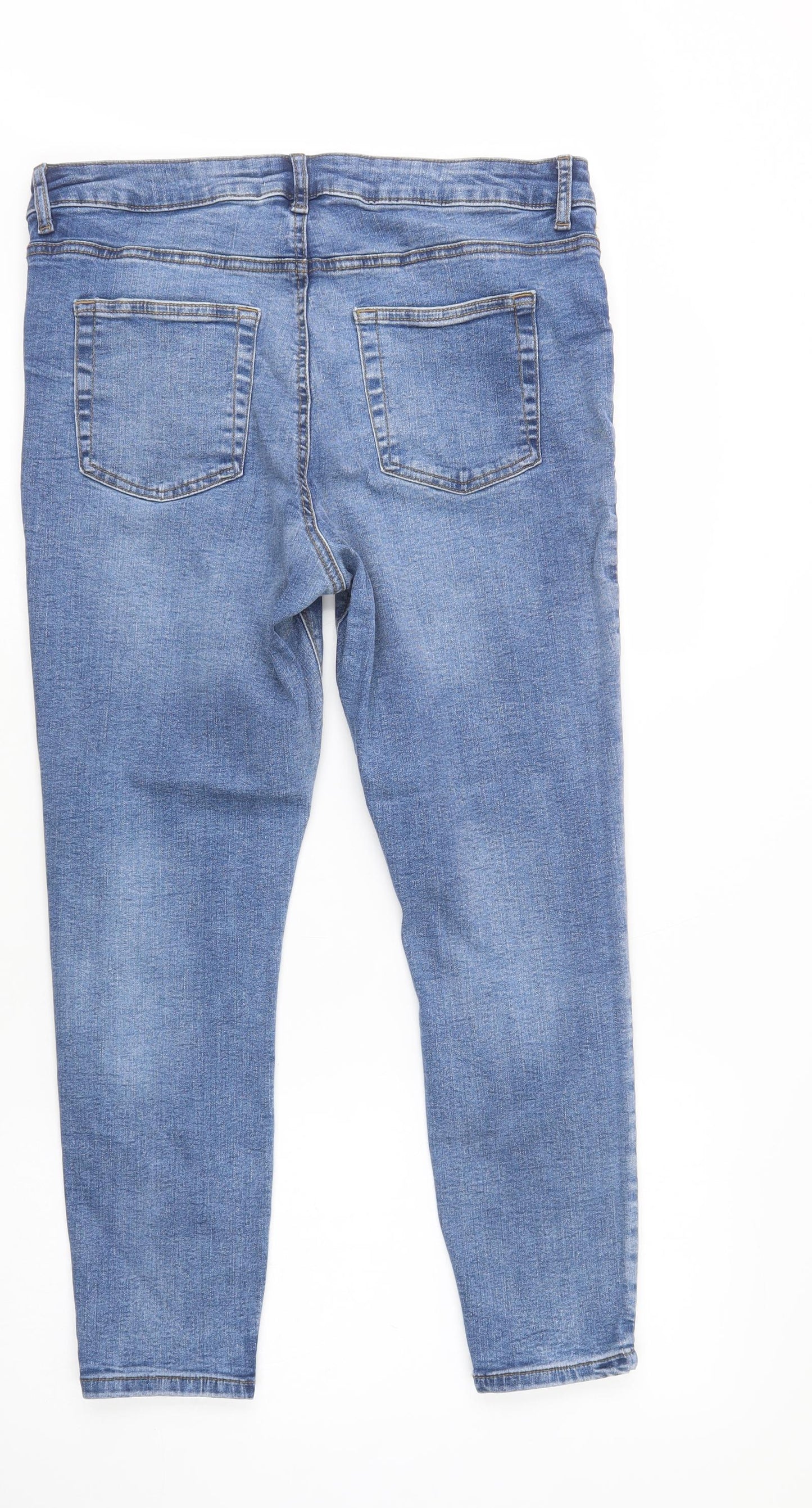 Primark Womens Blue  Cotton Skinny Jeans Size 16 L27 in Regular Button