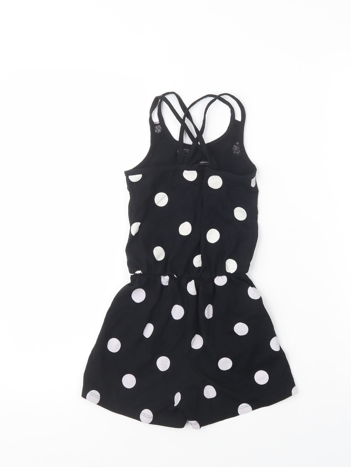 George Girls Black Polka Dot Cotton Playsuit One-Piece Size 5-6 Years  Pullover