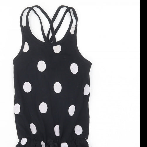 George Girls Black Polka Dot Cotton Playsuit One-Piece Size 5-6 Years  Pullover